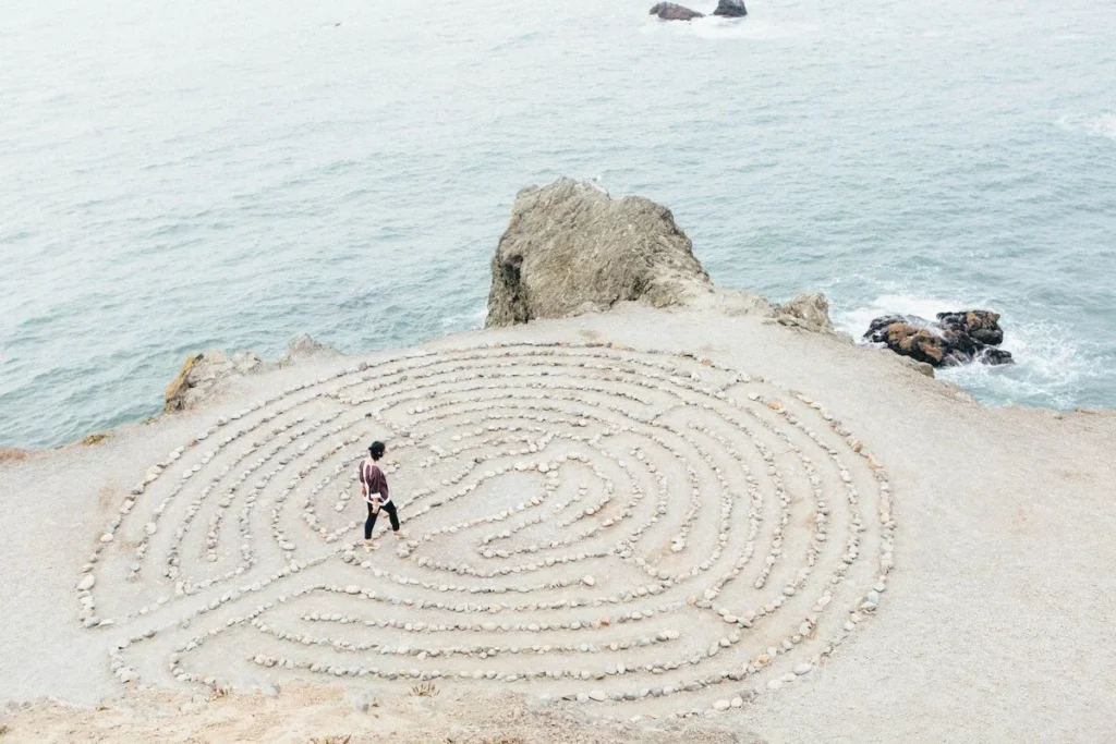 Walking the hero's journey through a labyrinth of transformation and self-discovery